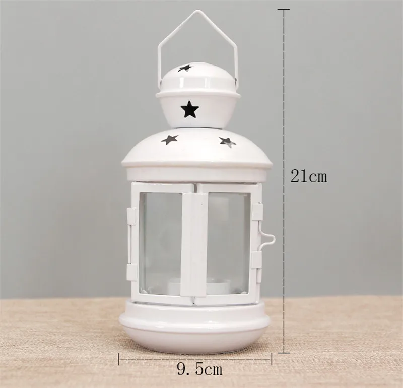 Европейский Свадебный декор металлический фонарь Железный подсвечник украшение дома Железный фонарь s для свечей фонарь подсвечники - Цвет: Белый