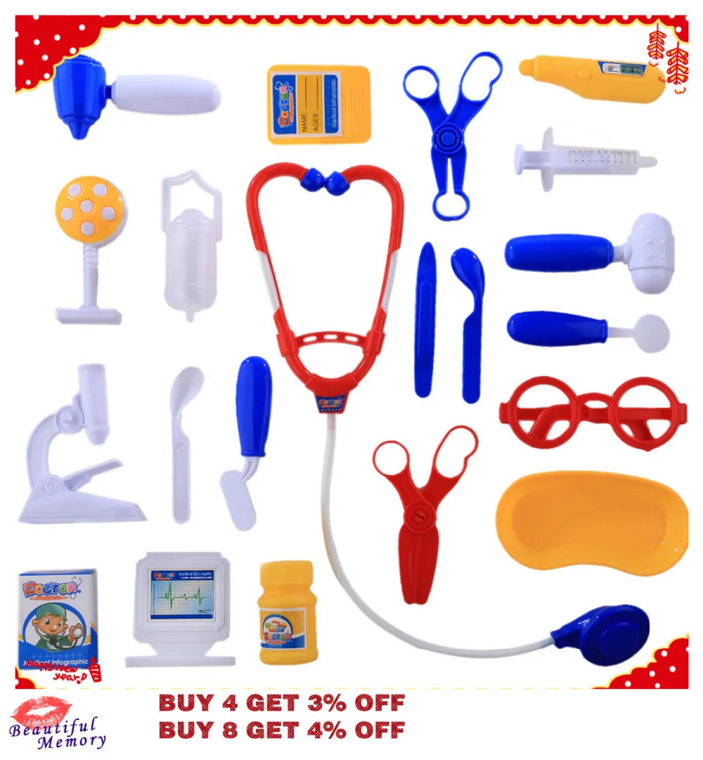 

21 Pcs/set Doctor Kit Medical Equiment Tools for Children Playing Children Early Educational Toys for Children Girls Boys Gifts