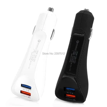 

200pcs/lot Quick Car Charger Fast Charging QC3.0 5 9 12 V 2 usb Adapter Car Charger Travel charger For mobile cell phone