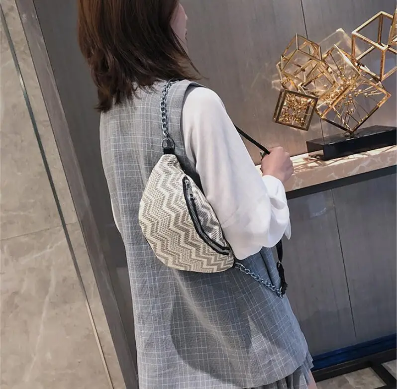 Модная женская поясная сумка унисекс соломенная поясная сумка высокой емкости Повседневная поясная сумка для отдыха на открытом воздухе