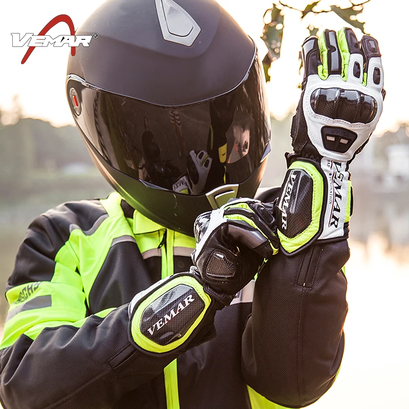 VEMAR мотоциклетные кожаные перчатки мотоциклетные длинные перчатки из углеродного волокна мужские зимние ветрозащитные перчатки с сенсорным экраном Gl
