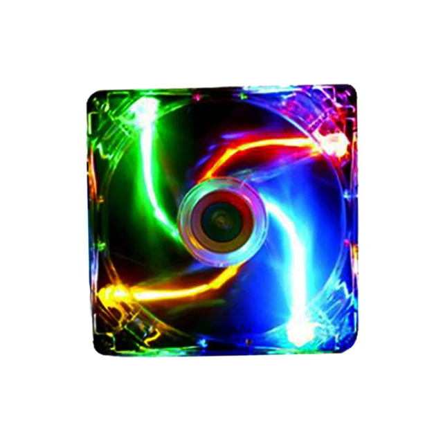 Cheap Newest 90mm Fan Computer Components IMP-691 Cool 7 Lights Quad LED Light Neon Clear 90*90 MM PC Computer Case 9CM Fans Cooling