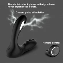 Electric Shock Male Prostate Massager Vibrator Remote Control Anal Vibrator Butt Plug Male Masturbator Adult Sex Toys for Men