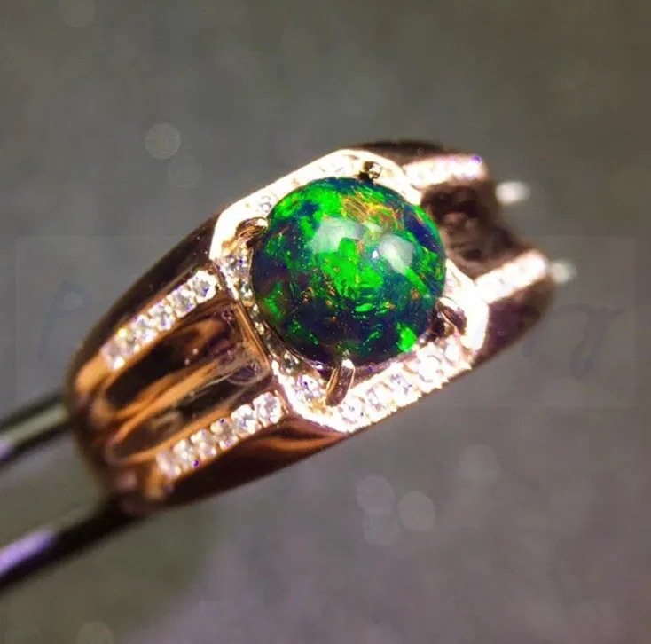 

Men ring Opal ring Free shipping Natural real black opal 925 sterling silver 1.3ct gemstone For men or women #J2018040408
