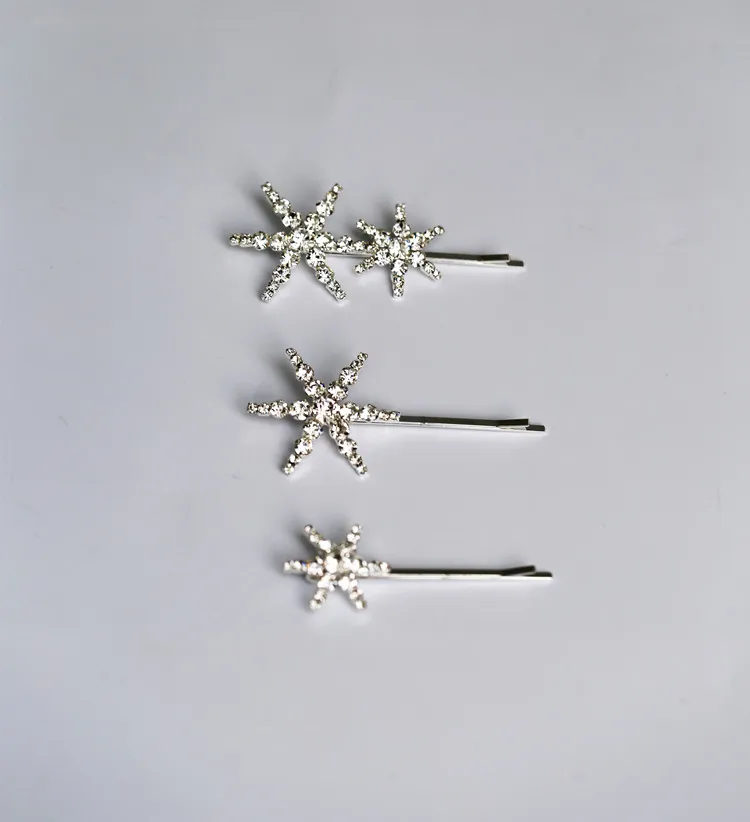 Silver Gold Handmade Crystal Star Wedding Hairpin Rhinestone Bridal Hair Pin Clip Bridesmaid Bride Hair Accessories u575