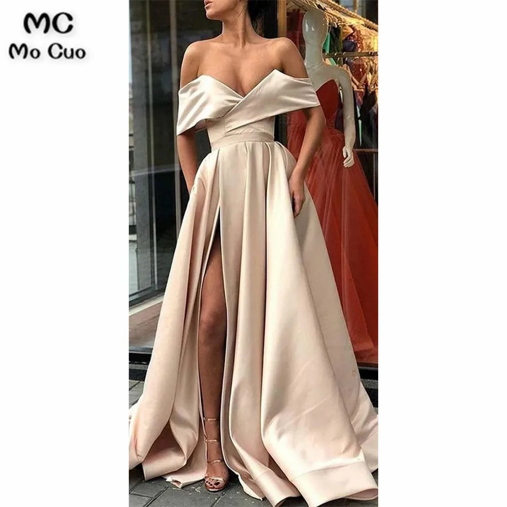 2019 A-Line Elegant Blue Charming Free Custom Long Women Formal Prom Dresse,Evening Gowns with Split , PD094133