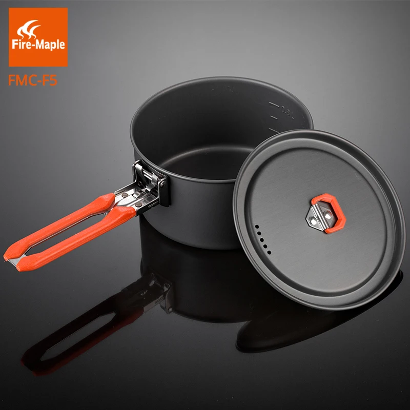 Fuego de arce baño Pinic utensilios de cocina al aire libre Camping senderismo mochila cocina Picnic 3 ollas 1 sartén conjunto mango plegable fiesta 5 FMC-F5