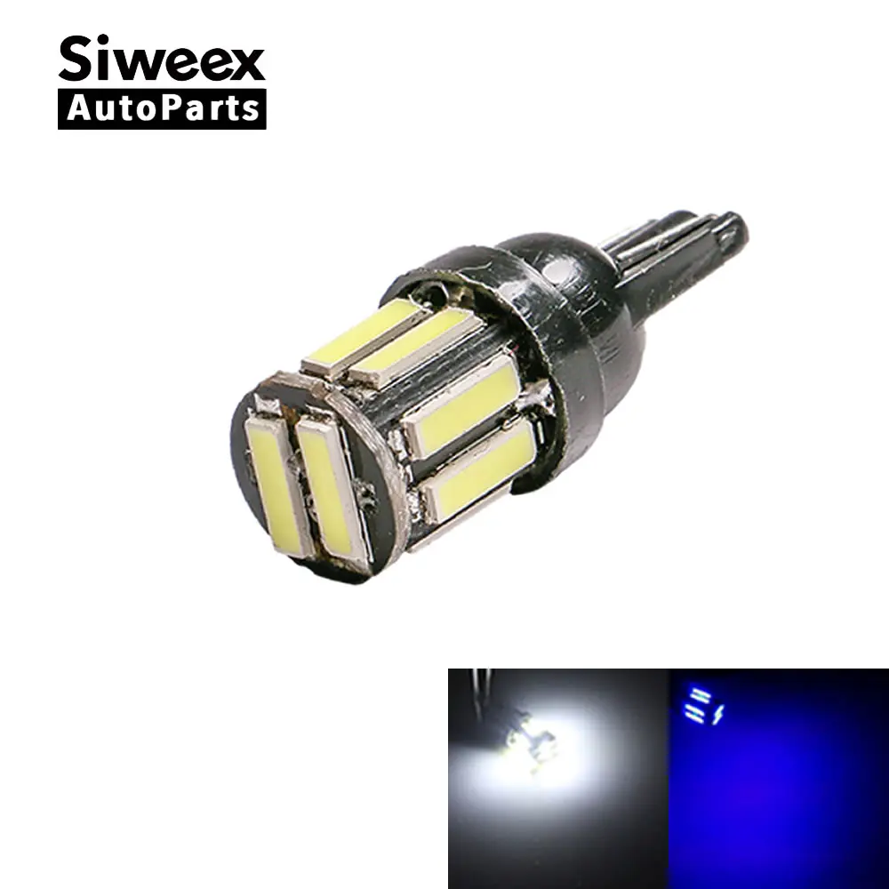 

1PCS W5W 194 T10 LED 10 SMD LEDs Car Dome Reading Festoon Door Trunk Tail Lamp Light Bulb DC 12V 6000K Lighting White Blue Light