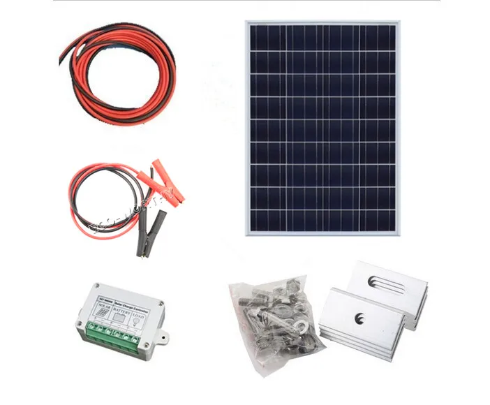 

100W , 2*50W solar panel kit with controller PV solar extension cable with battery clip , 100w off grid system *