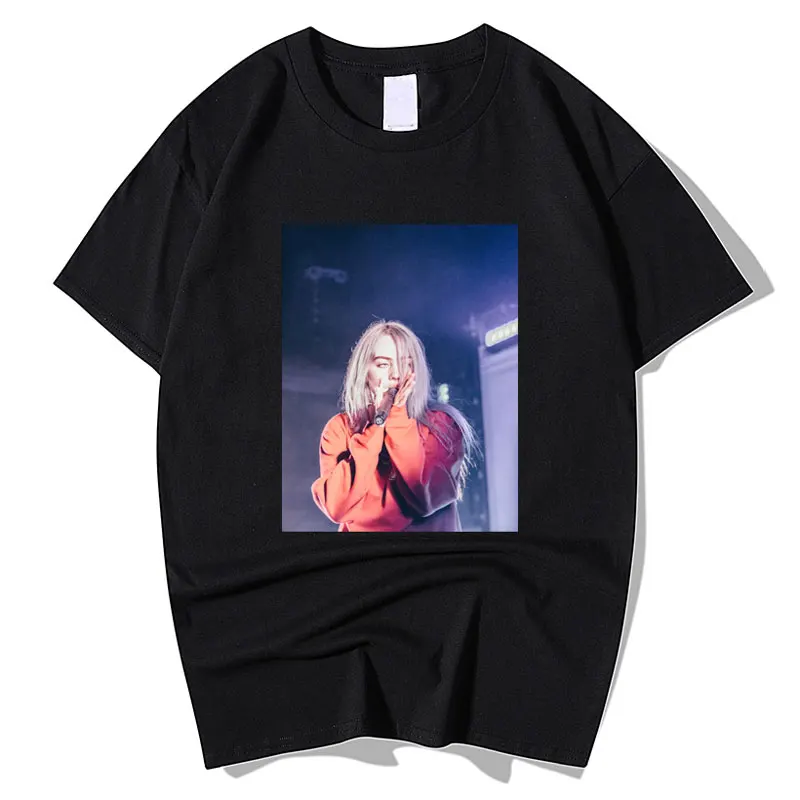 Billie Eilish футболка с фото принтом на заказ Летние черные футболки мужские