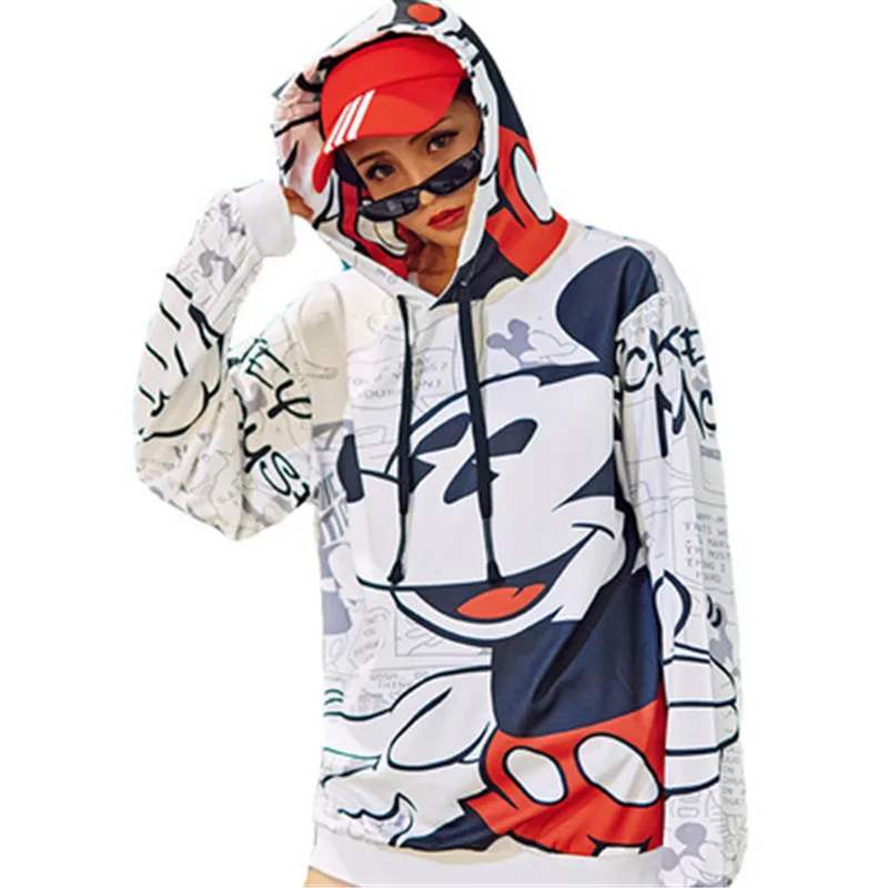 

Variety Mickey Women Long hooded Sweatshirt Cartoon Personality Cap Female Mickey Sweatshirts Women Streetwear hooded Sweatshirt