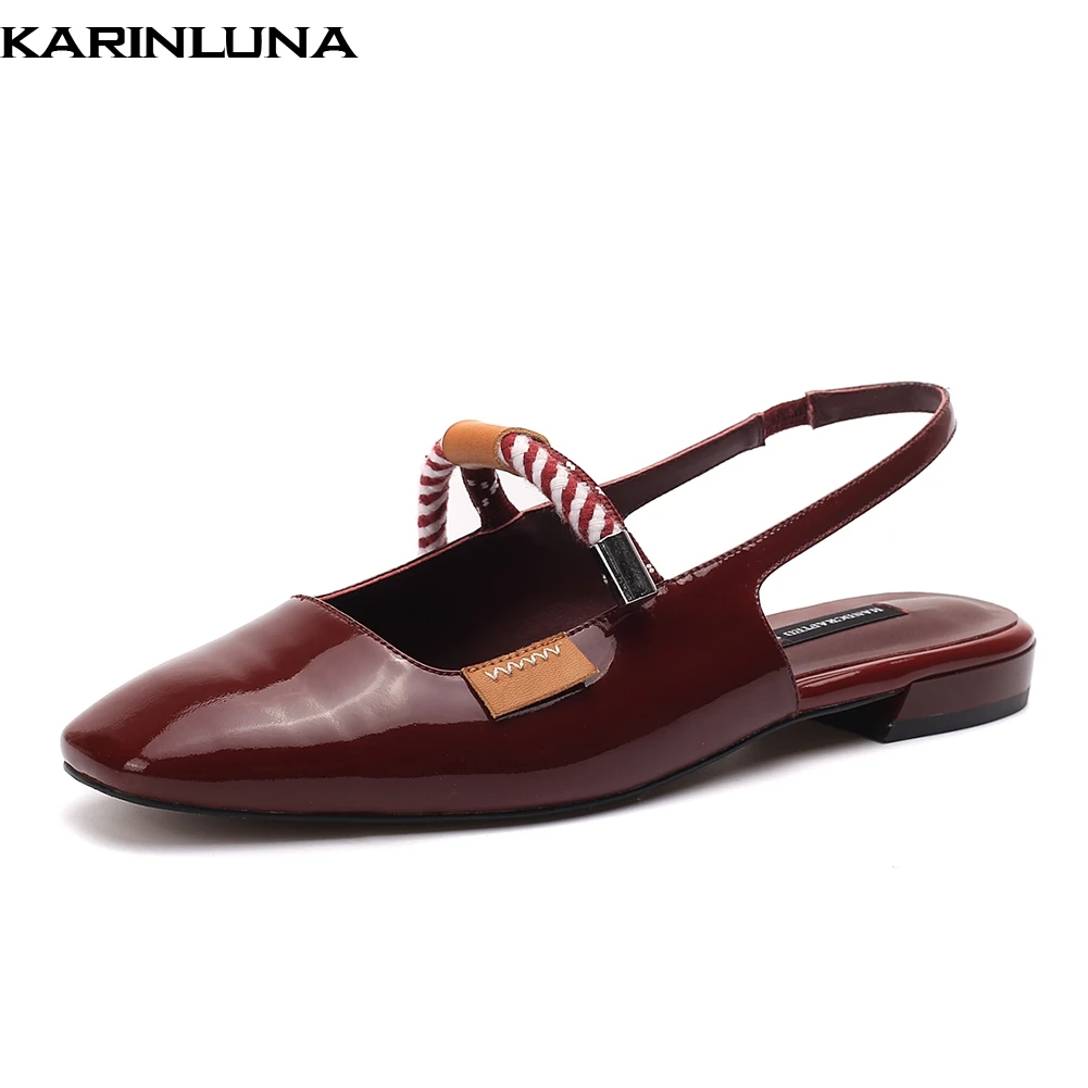

KarinLuna 2019 Luxury Patent Leather Genuine Leather Women Shoes Summer Sandals Shoes Woman