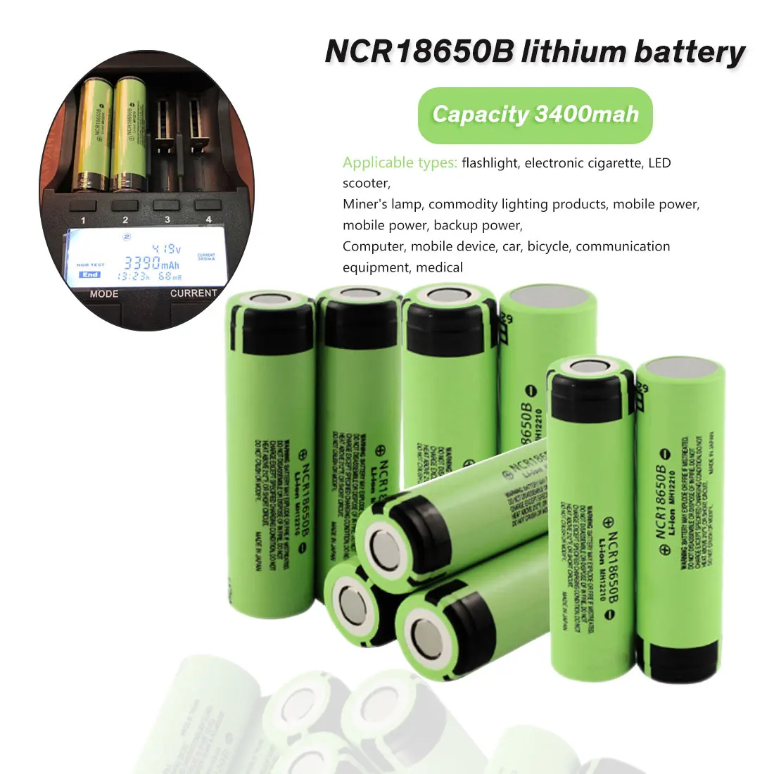 2 шт NCR18650B 3,7 v 3400 mah 18650 литиевая аккумуляторная батарея для фонариков NCR 18650B литий-ионная батарея