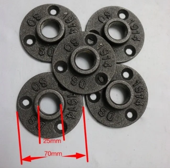 

30Pieces DIY LOFT Style Cast Iron Industrial Pipes Flange Base (-DN20-3/4''Pipe Hole ID:25MM )