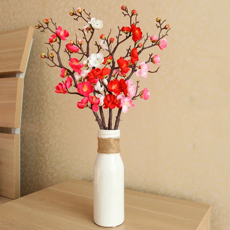

3pcs Artificial Plants Cherry Spring Plum Blossom Branch Simulation Silk Flower Home Wedding Party Decoration Art