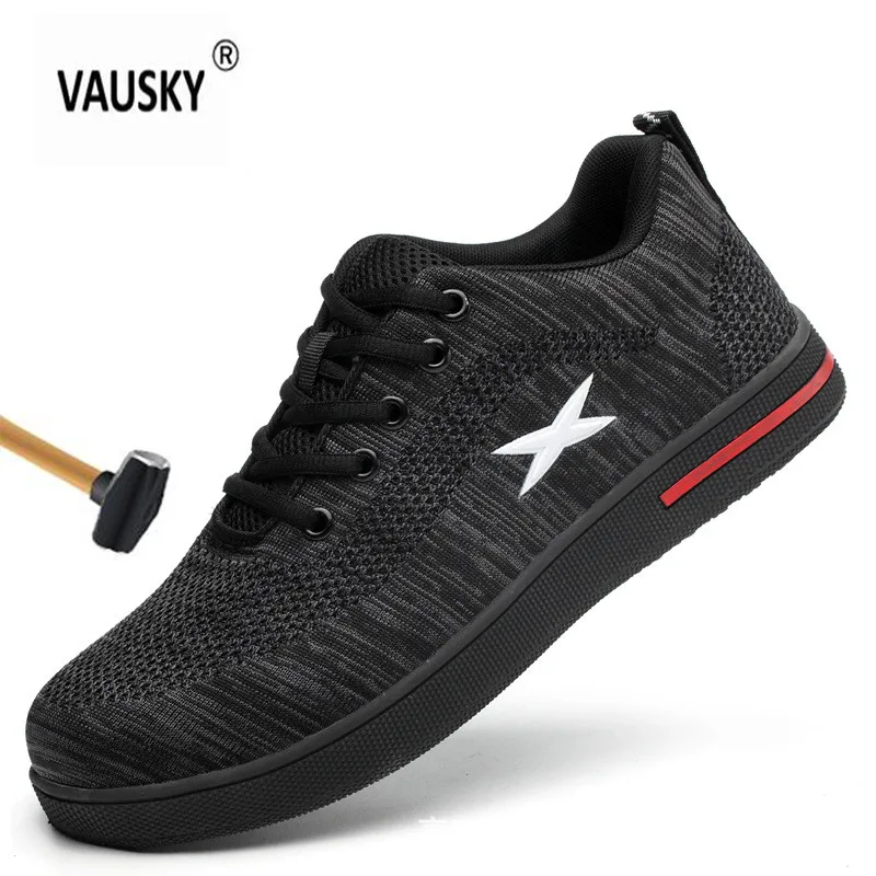 

2019 fashion mens big size casual breathable steel toe cap working safety shoes outdoors flat sneakers security boots protection