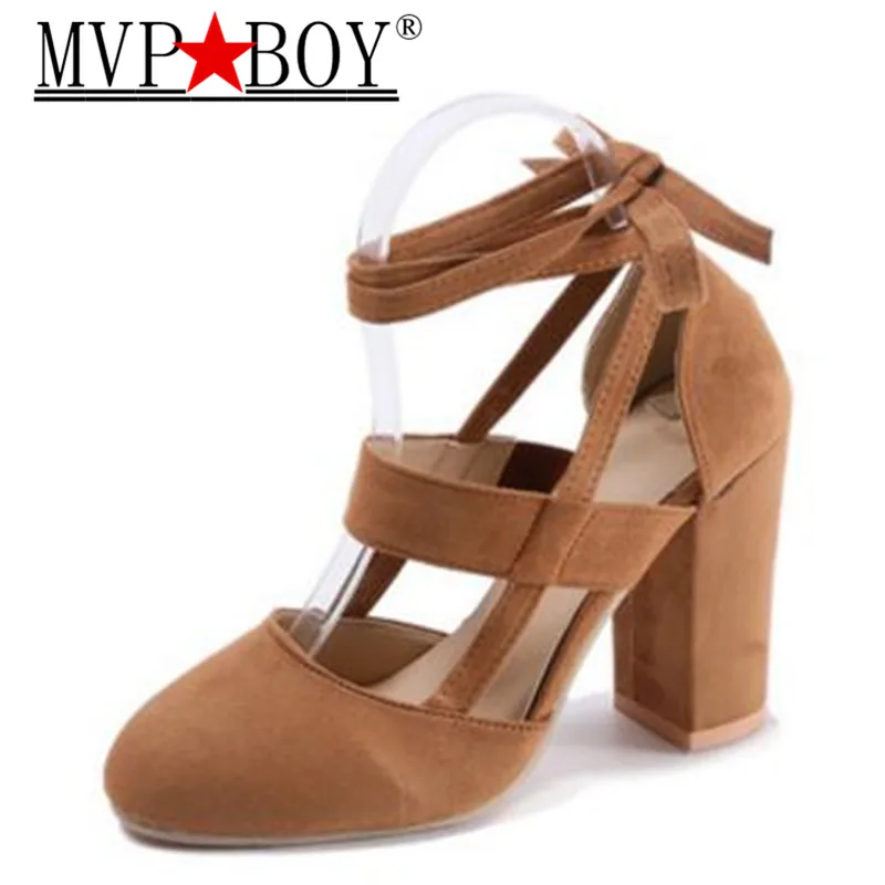 

MVPBOY Spring Autumn Fashion Shoes Women Pointed Toe Square High Heel Pumps Casual Basic Ankle Strap Wedding Party Zapatos Muje