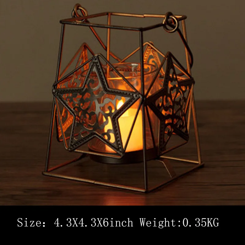 L146-KAYIYO Black Bohemian Style Metal Desk Stand Candle Holders Wedding Candlestick Morocco Tealight Candle Holder (3)