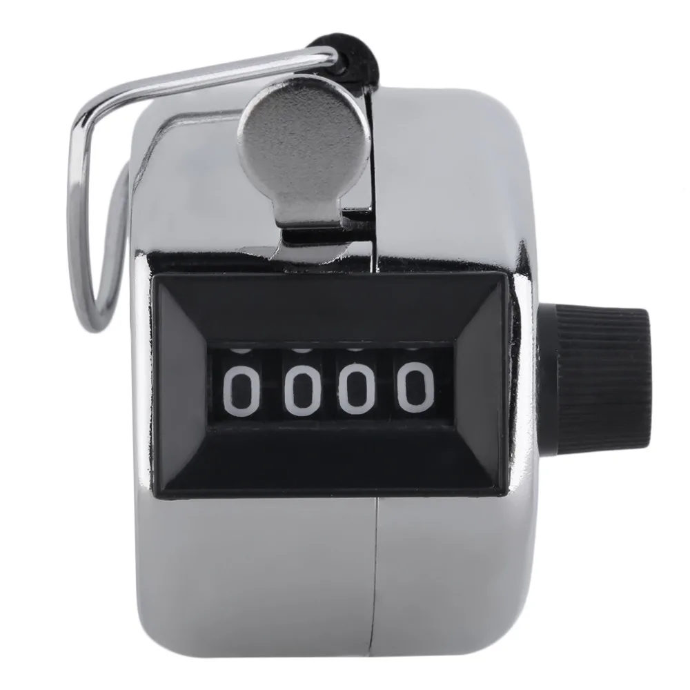 Metal Portable Digital Chrome Hand Tally Clicker/Counter 4 Digit Number Clicker Golf