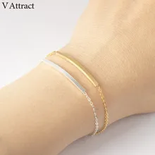 V привлечь Slimple геометрический бар браслет feminina цвета: золотистый, серебристый Нержавеющая сталь изгиб карты Pulseira Сеть Punk украшения для Для женщин
