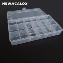 NEWACALOX Plastic Toolbox Transparent Electronic Component Storage Box Casket SMD Metal Parts Screw Container DIY Tool