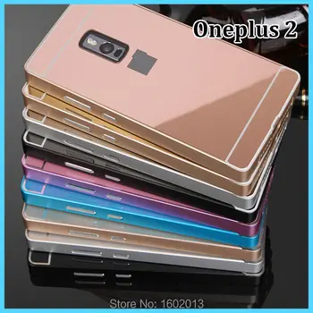

One Plus OnePlus 2 Two Case Plating Metal Frame Case Cover with Mirror Back Cover Hard Case for Oneplus 2 Oneplus2 Shell Cover