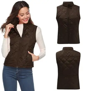 

Women Casual Sleeveless Solid Cardigan Zipper Loose Vest With Front Pockets Autumn, Winter Pockets, Button