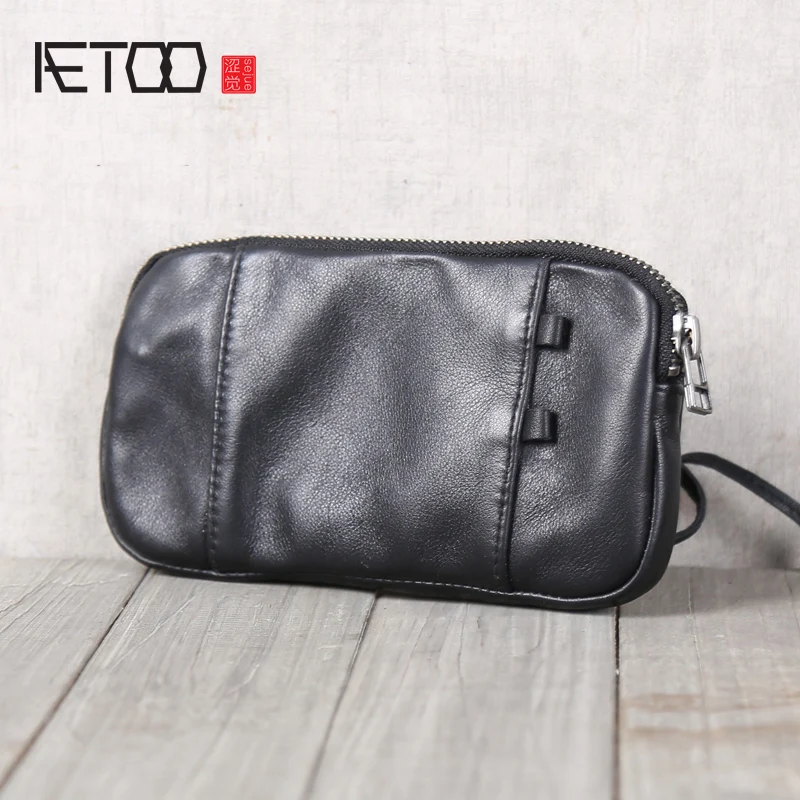 

AETOO Head-layer cowhide handmade wallet horizontal Youth wallet leather casual personality bag Super soft cowhide wallet