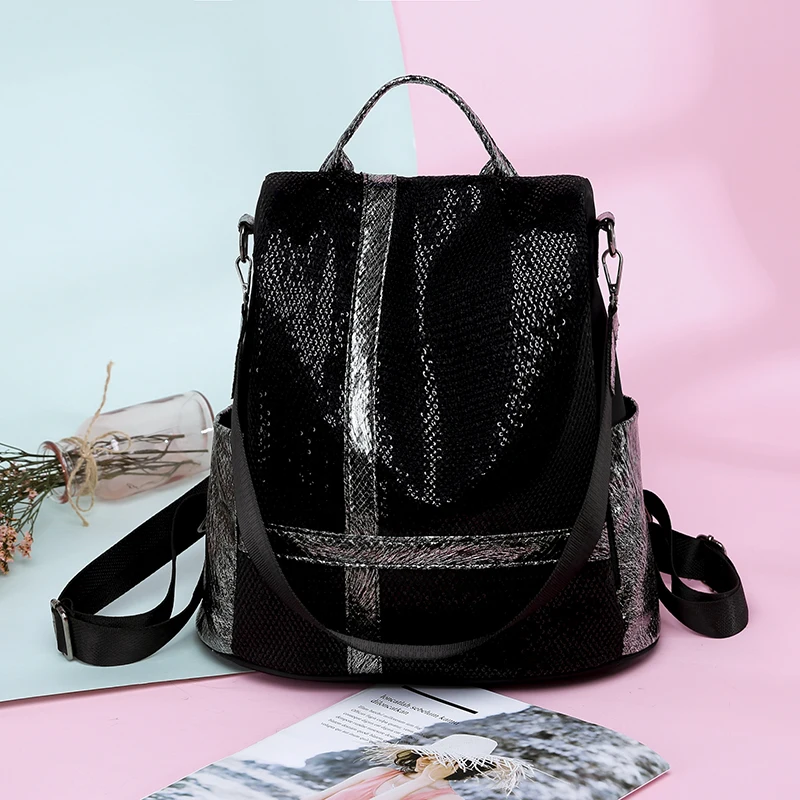 Новая сумка через плечо женский Дизайнерский Модный женский рюкзак нетканый рюкзак с блестками высококачественный рюкзак Повседневная сумка