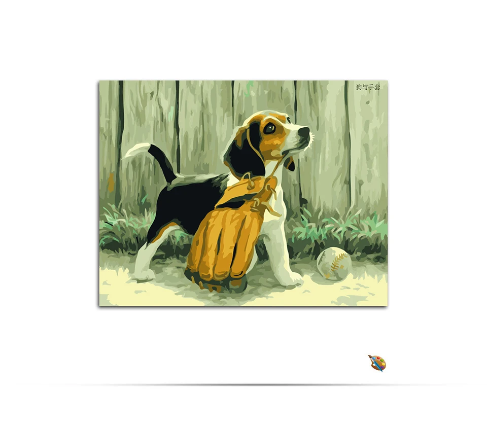 Щенок собака животное бескаркасная картина на стену акриловая живопись по номерам рисунок по номерам уникальный подарок Раскраска по номерам