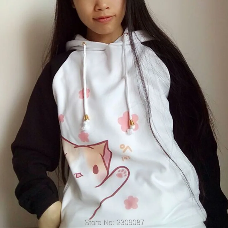 толстовка женская кофты худи толстовки женские Neko atsume японский kawaii смазливая cat