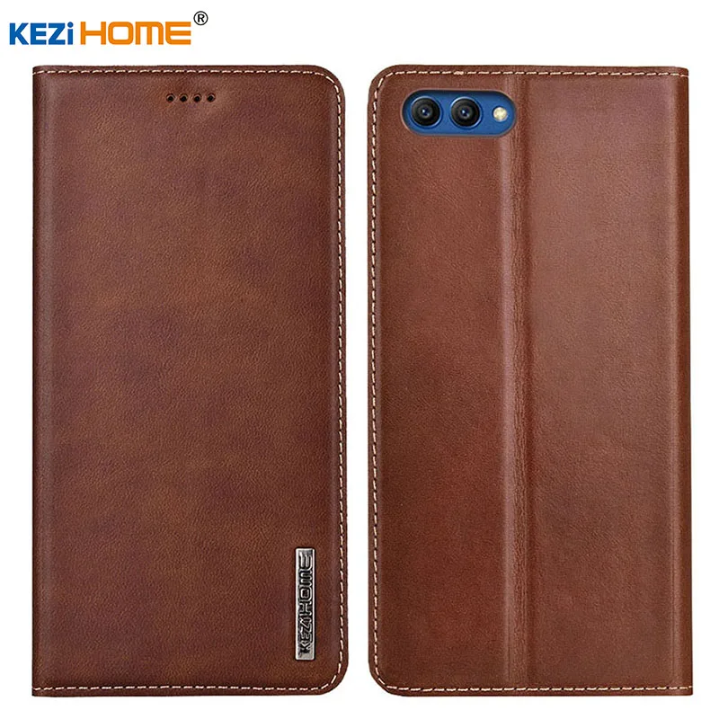 

Case for Huawei Honor V10 View 10 KEZiHOME Luxury Genuine Leather Flip wallet Cover for Honor v10 5.99" Phone cases