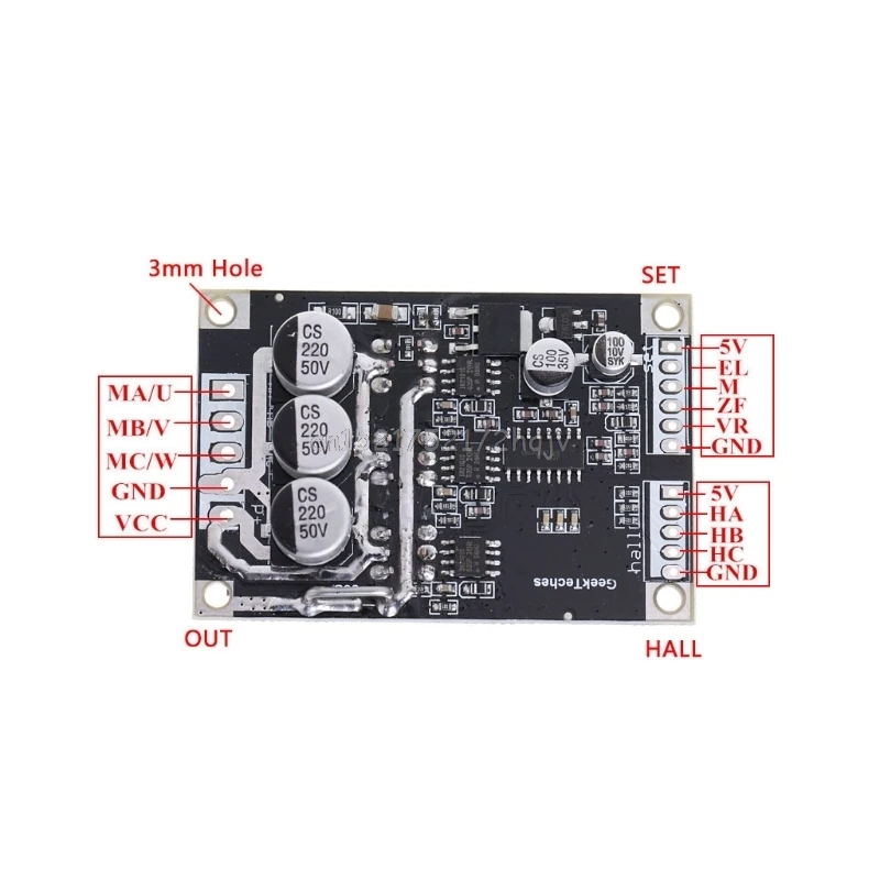 

15A 500W DC12V-36V Brushless Motor Speed Controller BLDC Driver Board with Hall D22 dropship