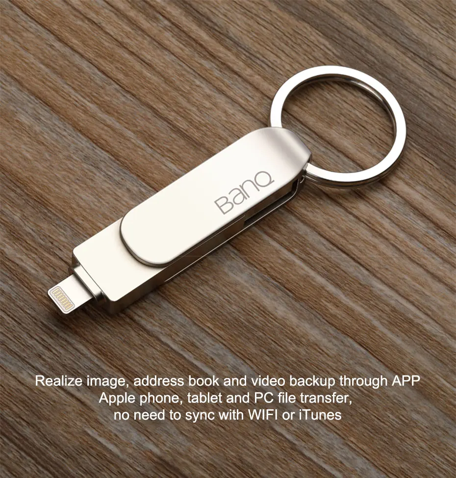 BanQ A50 USB Flash Drive 32 GB 64 ГБ для iPhone 8 7 Plus Lightning/металлическая ручка привода U диск для mfi-контроллеров iOS10 памяти 128 ГБ