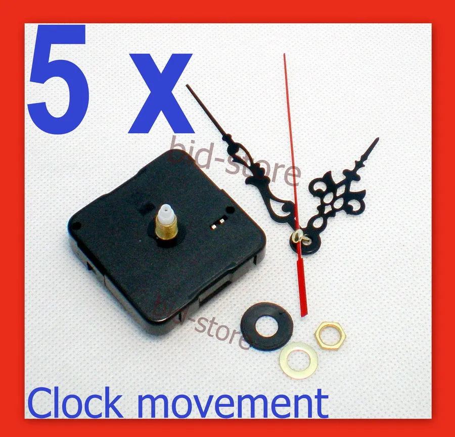 Free shipping 5pcs/lot 12MM Quartz Clock Movement Kit Spindle Mechanism