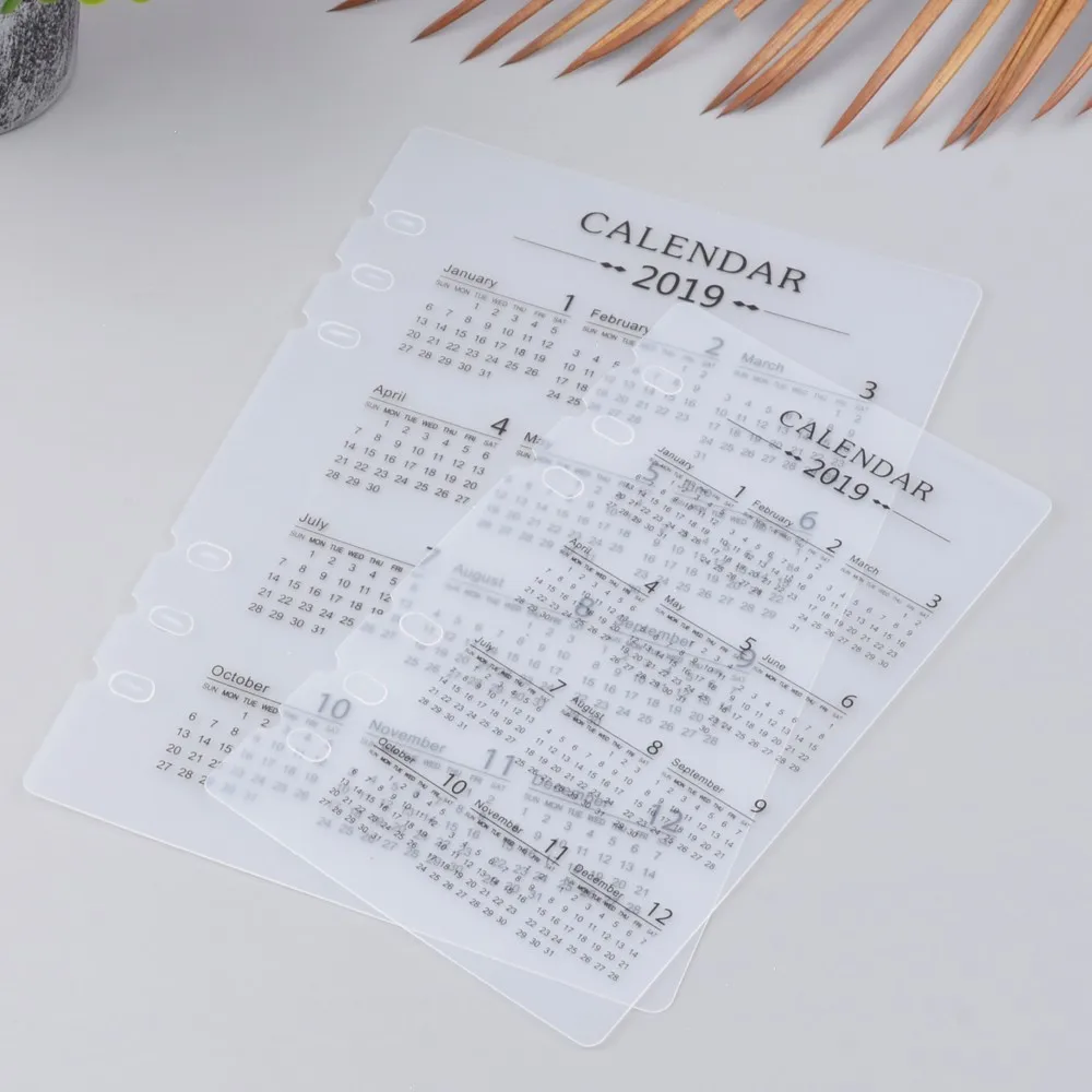 

2019 Elastic Calendar Transparent PP Separator For A5 A6 Rings Notebook Soft Plastic Partition For Planner Organizer Sketchbook