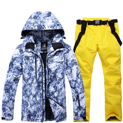 Mens Ski Suit Super Warm Waterproof Windproof Snowboard Jacket Winter Snow Pants Suits Male Skiing Snowboarding Sets New