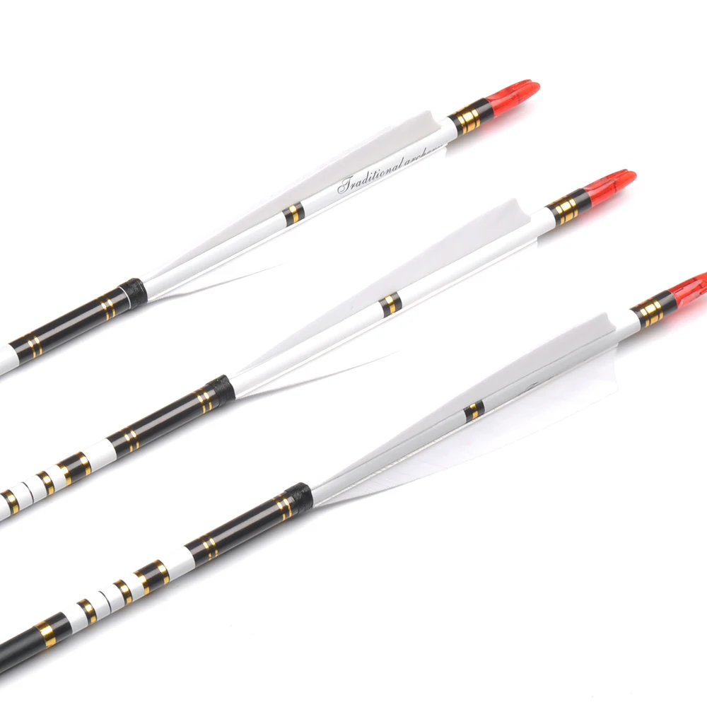 Setas de Carbono Turquia para a Prática Tiro com Arco Id6.2mm com Pena 80cm Espinha 500 Metal Od7.6mm Caça 6 - 12 24 Pçs 10 Esporte e Lazer