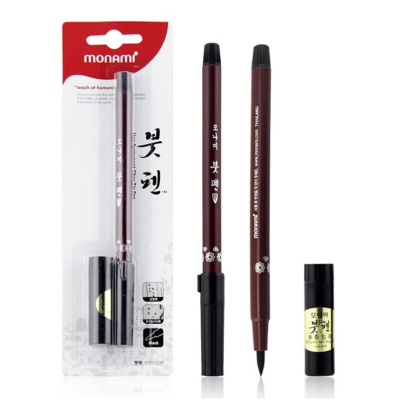 

Korea Monami refillable medium regular script calligraphy pen with a bottle of ink high quality elastic calligraphy brush