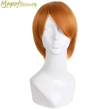 MapofBeauty 1" короткие прямые волосы Черный Коричневый Золотой Зеленый Фиолетовый Синий Красный косплей парик синтетические термостойкие волосы