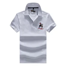 Новое поступление однотонная Летняя мужская рубашка-поло Мужская s одежда Бизнес Вышивка Хлопок Мужчины с коротким рукавом высокое количество плюс размер