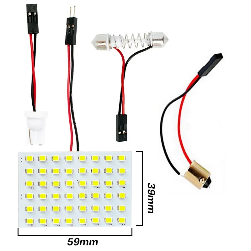 

10pcs T10 W5W BA9S C5W Festoon(31mm 36mm 39mm 42mm) 3 Adapters 48 SMD 3528 LED reading Panel Lights Car interior Dome light lamp