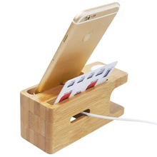 Bamboo Holder For Mobile Phone Stand and Apple Watch Dock
