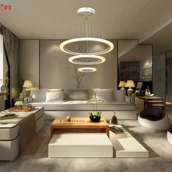 

Modern pendant lights for living room dining room 3/2/1 Circle Rings acrylic aluminum body LED Pendant Lamp fixtures