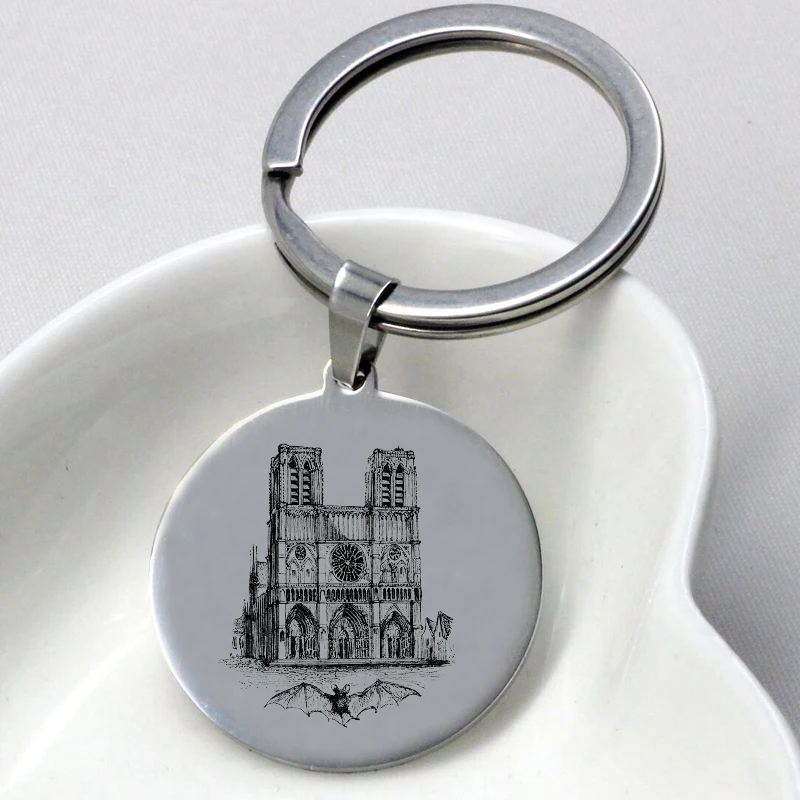 

Notre Dame de Paris Keychain Stainless Steel Keyrings Jewelry Best Souvenir Gift for Men and Women YP7075