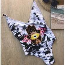 Сексуальный женский купальник монокини с открытой спиной с v-образным вырезом купальник сексуальный принт цельный бикини костюм