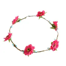 H9Women Fashion Flower Headband Head Piece Hair Band Hair Headdress Hairband Decor Peach Blossom