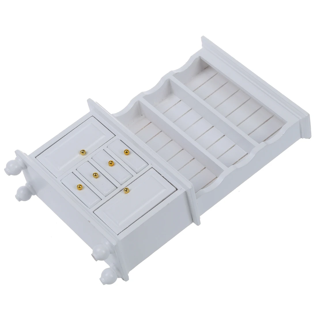 1/12 دمية مصغرة أثاث multifunction الخشب خزانة الأبيض