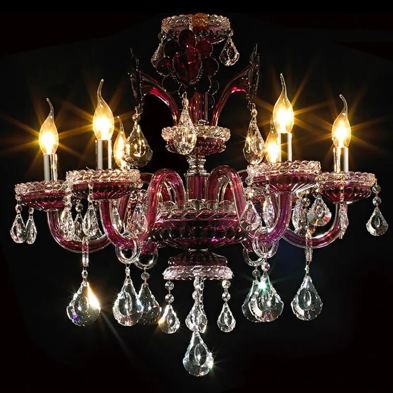 Кафе Античный фиолетовый люстра стекла кристалл лампы люстры de cristal Цвет детская