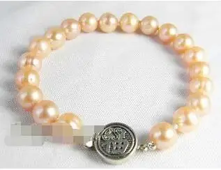 

Wholesale price 16new ^^^^ 9mm Pink Round Freshwater Pearl Silver Bracelet